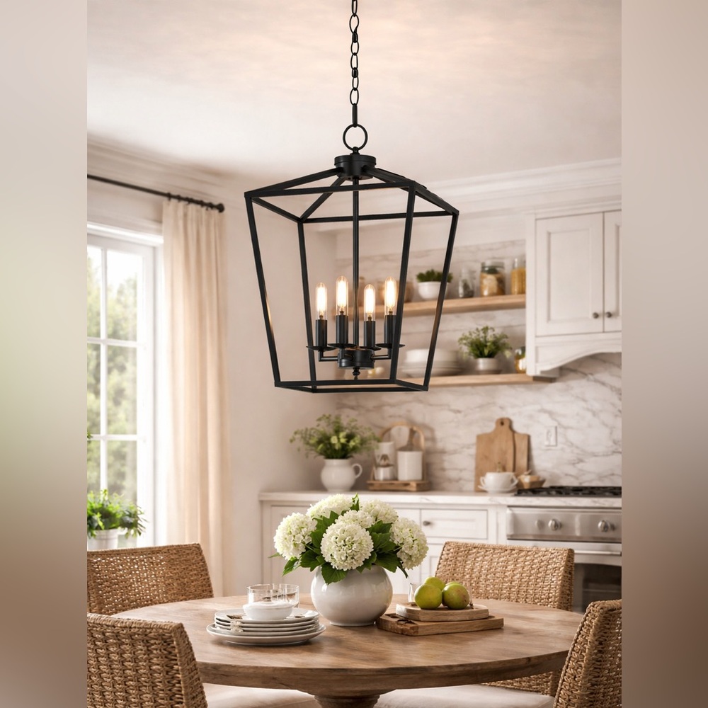 7Pandas Modern Farmhouse Industrial Black Pendant Light Fixture - NIB